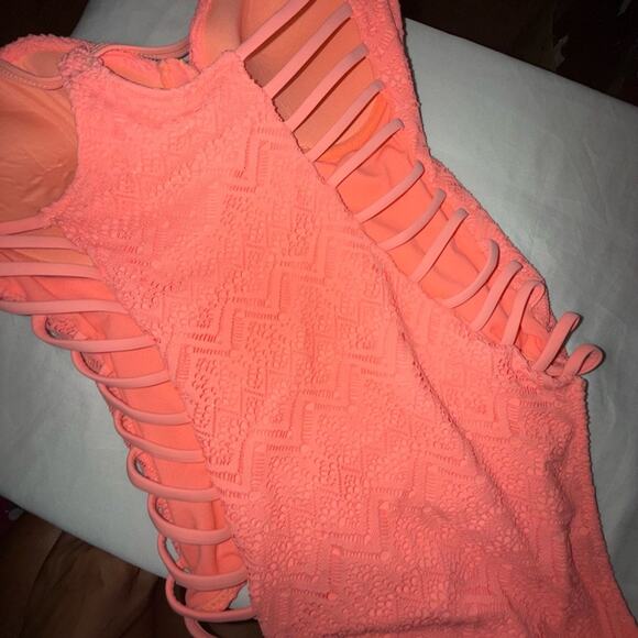 Tiki bikini one piece padded Strappy one piece swimsuit net - Picture 2 of 6